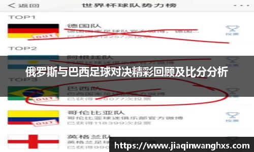 俄罗斯与巴西足球对决精彩回顾及比分分析