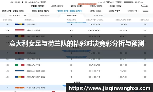 意大利女足与荷兰队的精彩对决竞彩分析与预测